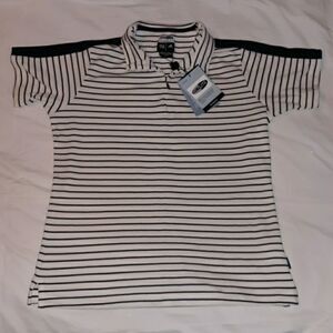 NWT Adidas Golf Climalite Striped‎ Zip Neck Shirt L